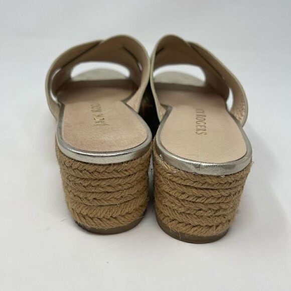 Jack Rogers Gold Silver Espadrille Slotted Sloane Slide Wedge Sandals Size 8.5 - Picture 3 of 6